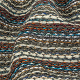 Turquoise, Brick and Metallic Silver Striped Chunky Wool Knit