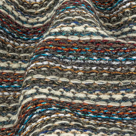 Turquoise, Brick and Metallic Silver Striped Chunky Wool Knit