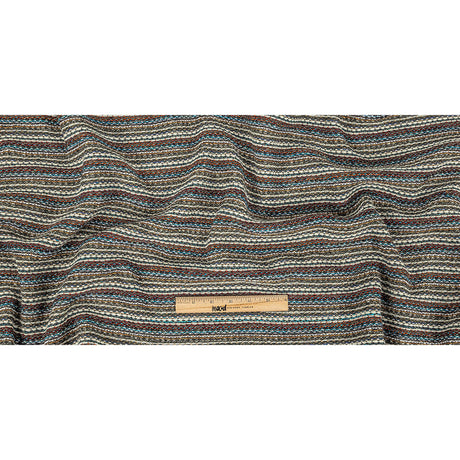 Turquoise, Brick and Metallic Silver Striped Chunky Wool Knit