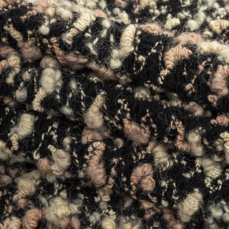 Maple Sugar, Almond Milk and Black Loosely Knit Wool Boucle