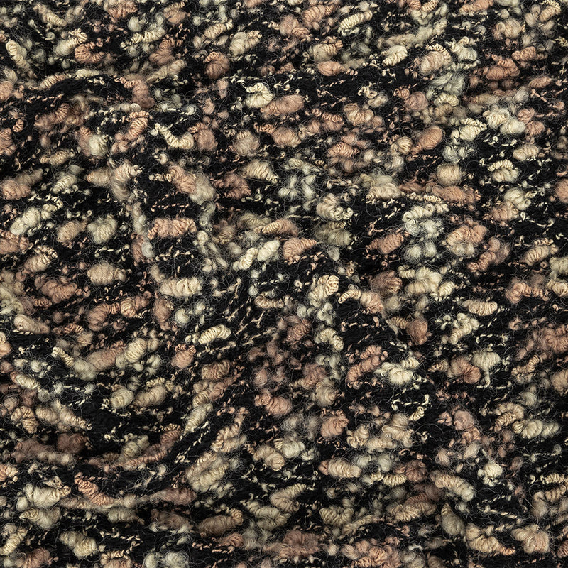 Maple Sugar, Almond Milk and Black Loosely Knit Wool Boucle