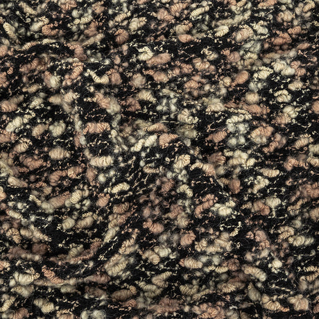 Maple Sugar, Almond Milk and Black Loosely Knit Wool Boucle