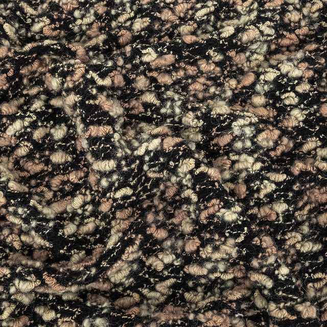 Maple Sugar, Almond Milk and Black Loosely Knit Wool Boucle