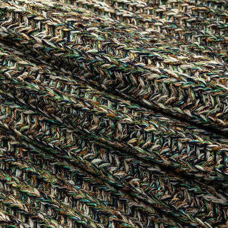 Green, Beige and Total Eclipse Mottled Chunky Wool Rib Knit
