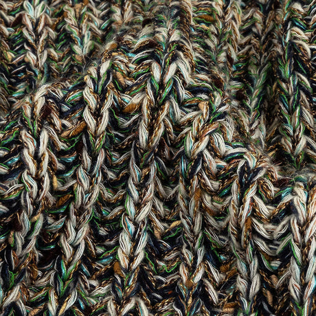 Green, Beige and Total Eclipse Mottled Chunky Wool Rib Knit