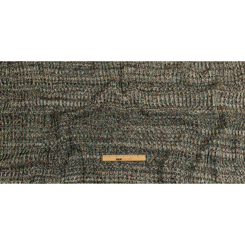 Green, Beige and Total Eclipse Mottled Chunky Wool Rib Knit