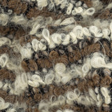 Italian Beige, Ivory and Black Striped Knit Wool Boucle