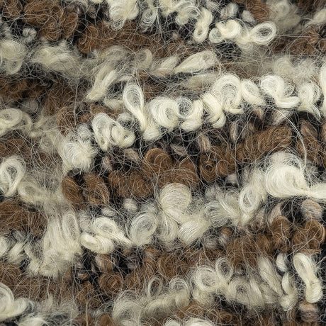 Italian Beige, Ivory and Black Striped Knit Wool Boucle