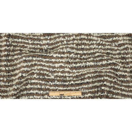 Italian Beige, Ivory and Black Striped Knit Wool Boucle