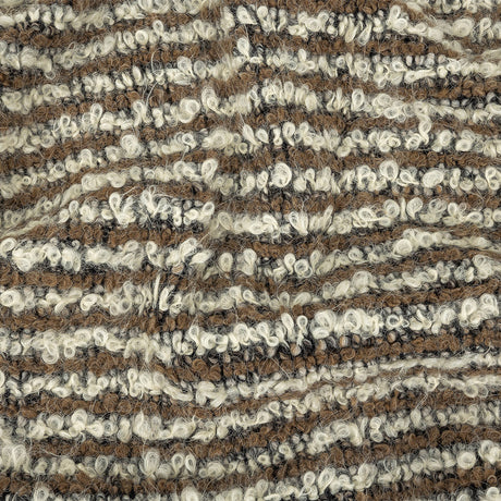 Italian Beige, Ivory and Black Striped Knit Wool Boucle