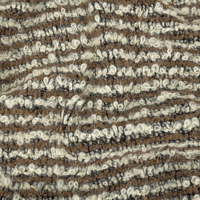 Italian Beige, Ivory and Black Striped Knit Wool Boucle