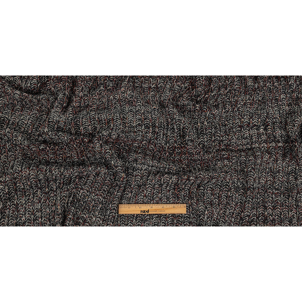 Italian Charcoal, Red and White Chunky Wool Knit
