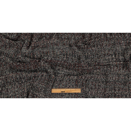 Italian Charcoal, Red and White Chunky Wool Knit