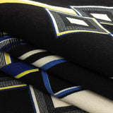 Navy, Yellow and Cobalt Geometric Stretch Brushed Cotton Twill