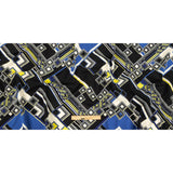 Navy, Yellow and Cobalt Geometric Stretch Brushed Cotton Twill