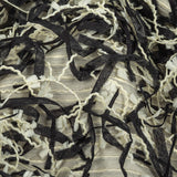 Novelty Black and Ivory Fringed Polyester Woven