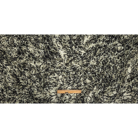 Novelty Black and Ivory Fringed Polyester Woven