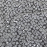 White Daisy Embroidered Netting with Clear Baby Sequins