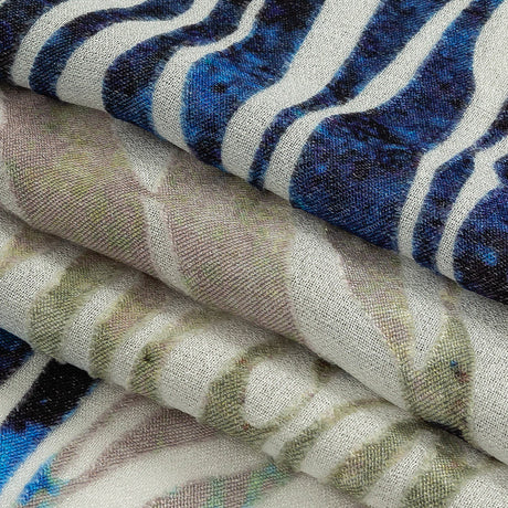 Vegan Limoges Blue and Tea Green Abstract Printed Burnout Viscose Crepe