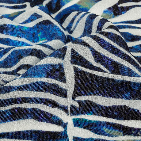 Vegan Limoges Blue and Tea Green Abstract Printed Burnout Viscose Crepe