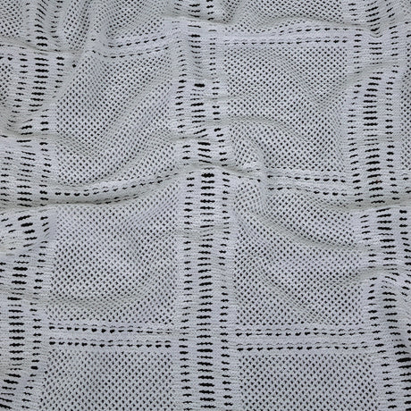 Italian Optic White Squares Stretch Crochet Lace