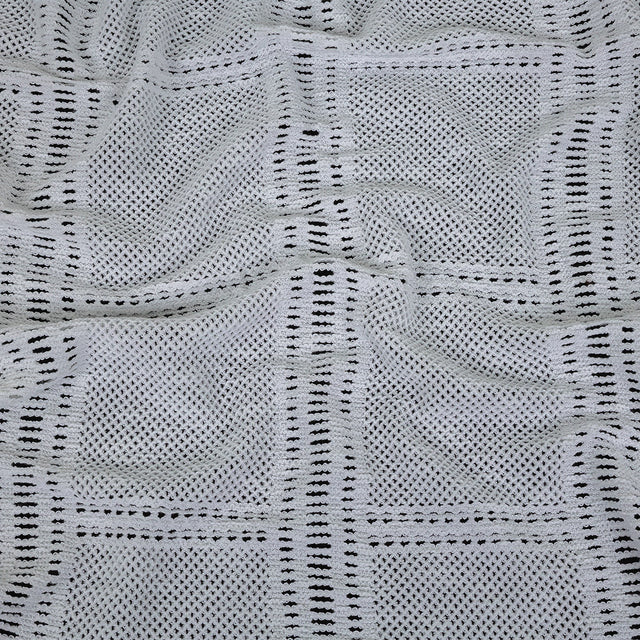 Italian Optic White Squares Stretch Crochet Lace