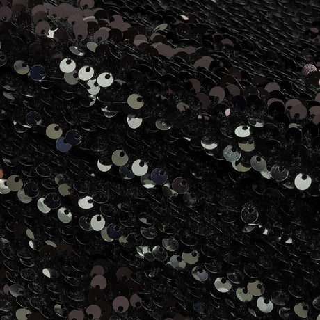 Milly Italian Black and Reflective Silver Paillette Sequins on Black Stretch Velour