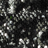 Milly Italian Black and Reflective Silver Paillette Sequins on Black Stretch Velour