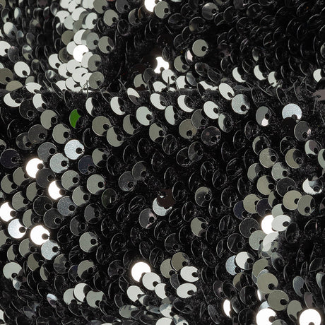 Milly Italian Black and Reflective Silver Paillette Sequins on Black Stretch Velour