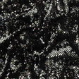 Milly Italian Black and Reflective Silver Paillette Sequins on Black Stretch Velour