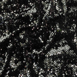 Milly Italian Black and Reflective Silver Paillette Sequins on Black Stretch Velour