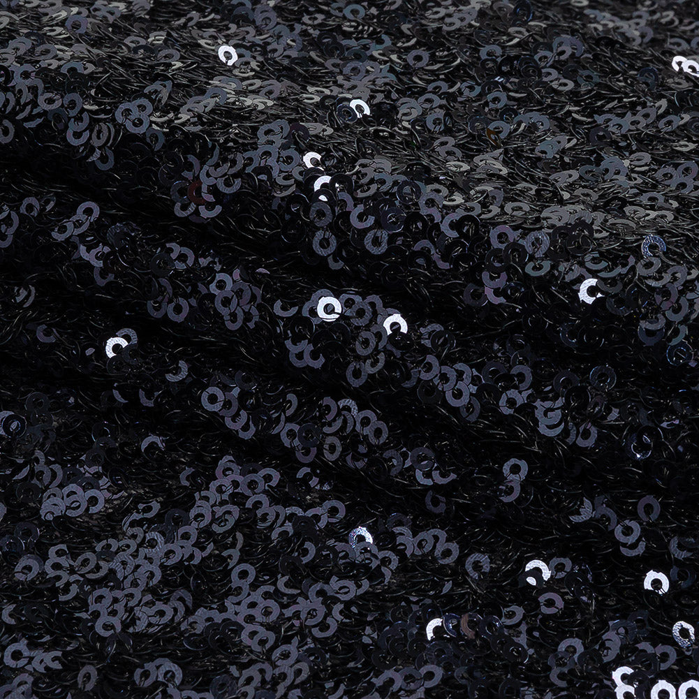 Neon Navy Clustered Baby Sequins on Stretch Mesh