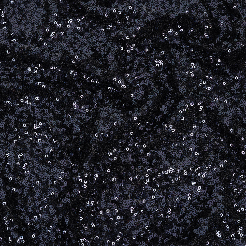 Neon Navy Clustered Baby Sequins on Stretch Mesh