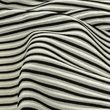 Italian Bright White and Black Raised Stripes Stretch Knit