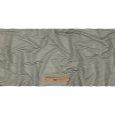 Italian Bright White and Black Raised Stripes Stretch Knit