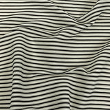 Italian Bright White and Black Raised Stripes Stretch Knit