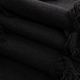 Italian Black Cotton Canvas with Fringe Stripes