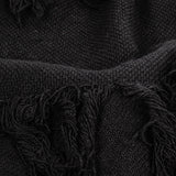 Italian Black Cotton Canvas with Fringe Stripes
