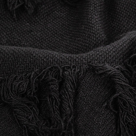 Italian Black Cotton Canvas with Fringe Stripes