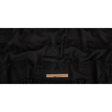 Italian Black Cotton Canvas with Fringe Stripes