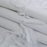 Italian White Cotton Canvas with Fringe Stripes