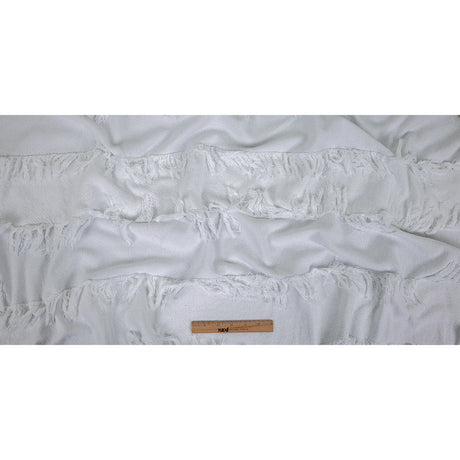 Italian White Cotton Canvas with Fringe Stripes