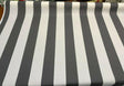 Outdoor Stripe Fresco T-Spun Polyester Fabric - White And Charcoal Stripe, 54" Width (By The Yard)
