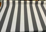 Outdoor Stripe Fresco T-Spun Polyester Fabric - White And Charcoal Stripe, 54" Width (By The Yard)
