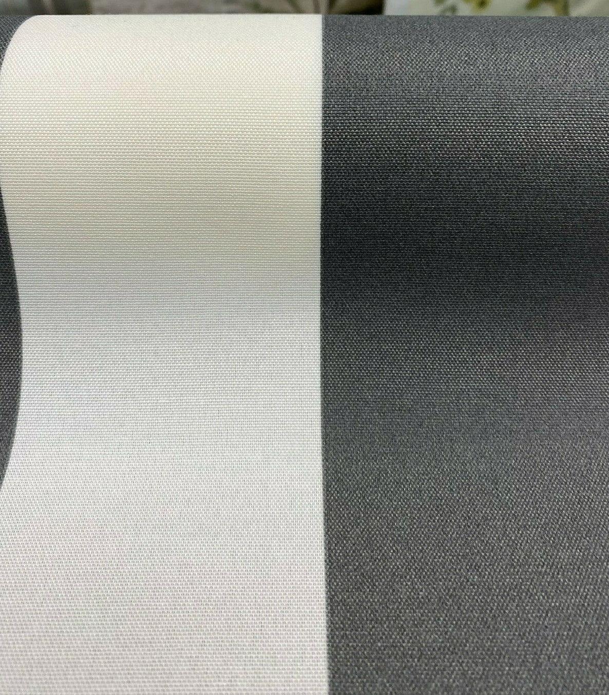 Outdoor Stripe Fresco T-Spun Polyester Fabric - White And Charcoal Stripe, 54" Width (By The Yard)