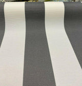 Outdoor Stripe Fresco T-Spun Polyester Fabric - White And Charcoal Stripe, 54" Width (By The Yard)