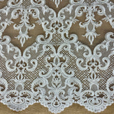 Beaded Corded Bridal Lace Dark Ivory