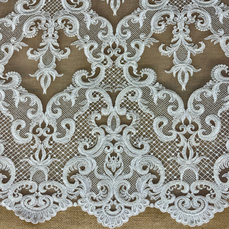 Beaded Corded Bridal Lace Dark Ivory