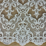 Beaded Corded Bridal Lace Fabric Dark Ivory 53" Wide