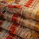 Orange, Honey Yellow and Beige Striped Fringe Novelty Woven